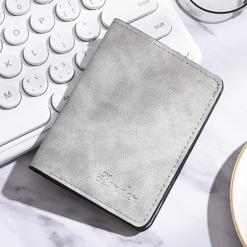 Ultra-Thin Mini Small Wallet Men'S Short Student Men'S Card Holder Driver'S License Wallet Young Men'S Vertical Wallet Soft - Image 1